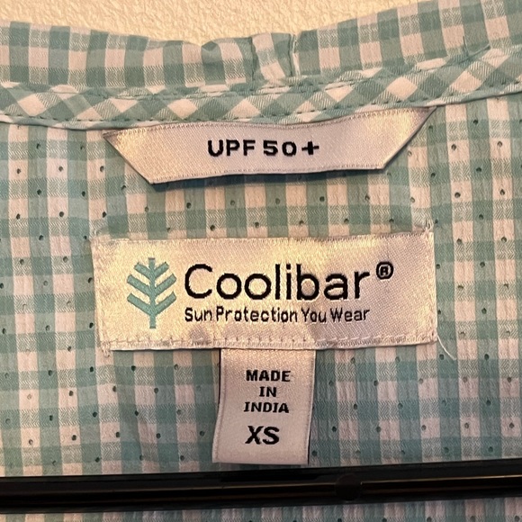 Coolibar Gingham Iztapa Beach Shirt SPF 50 - Picture 3 of 5